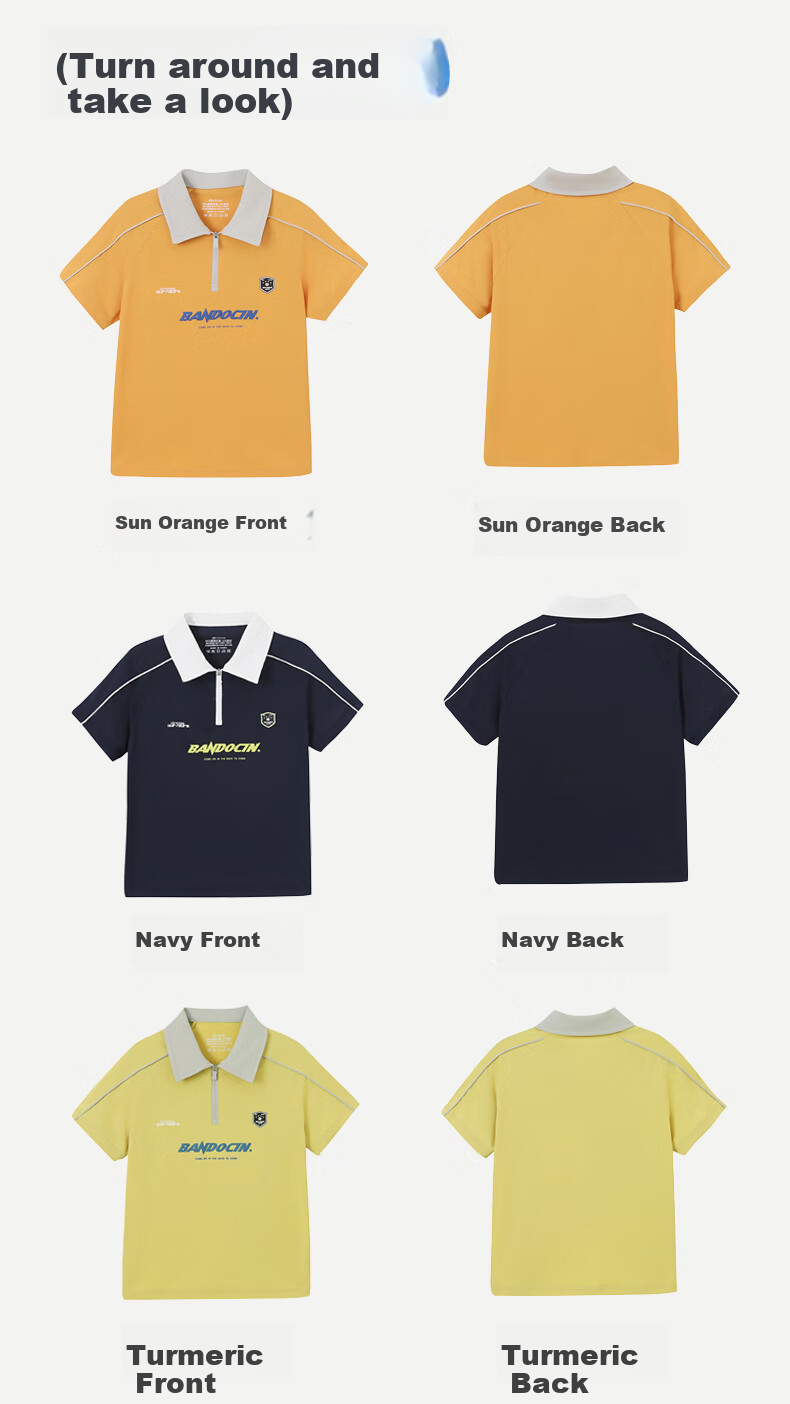 BANDOCIN Boys' Sports Polo Shirt, Summer Lightweight Stylish New Design, Children's Summer Short-Sleeve T-Shirt, Sunshine Orange, Size 140 4