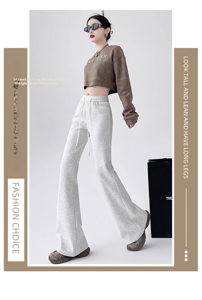 LangSha Women's Micro-Leggings for Spring And Autumn 2026 New Style Versatile High-Waisted Slimming Harem Pants Casual American-Style Flared Sweatpants 4