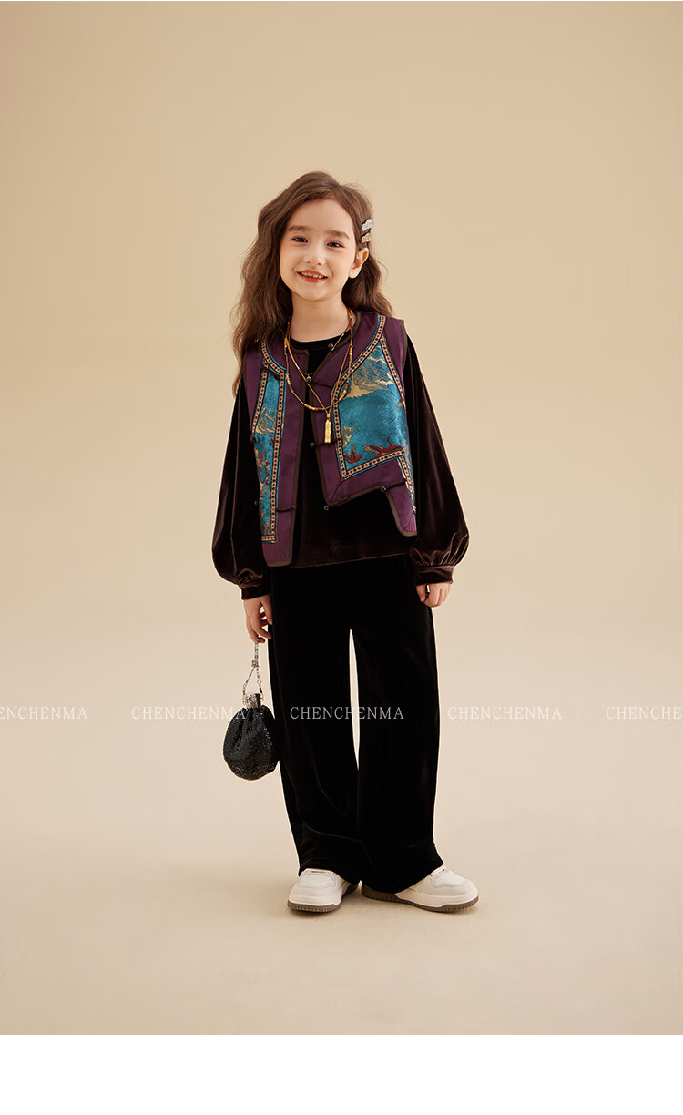 Chenchenma Casual Pants Spring And Autumn Style Fleece-Lined Wide-Leg Hip-Covering Slimming Parent-Child Dual Version Velvet Pants 18