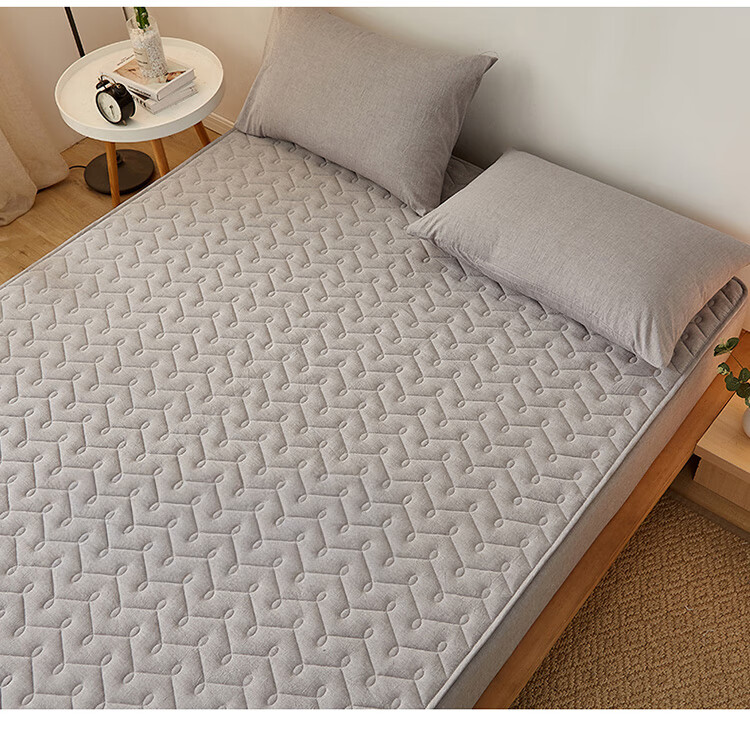 Wuyinliangpin Pure Cotton Quilted Fitted Sheet Single Piece, 100% Cotton Bed Cover for 1.8-Meter Bed, Double Bed Protective Cover for Home Use, 1.8x2 Meters 3