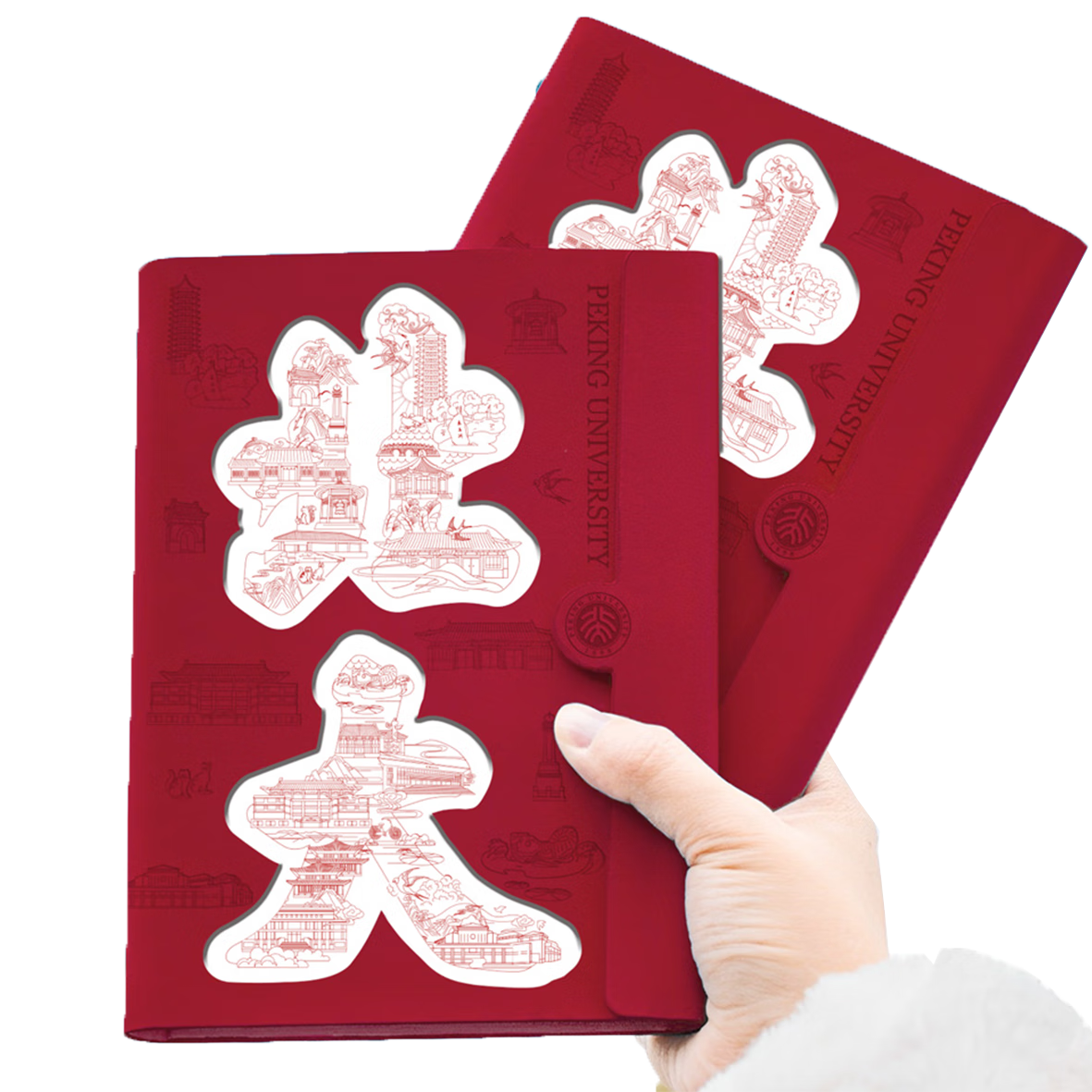 Beidawenchuang Beijing University Souvenir Hollow-Out Loose-Leaf Notebook, Beijing Gift, New Year Present - Red
