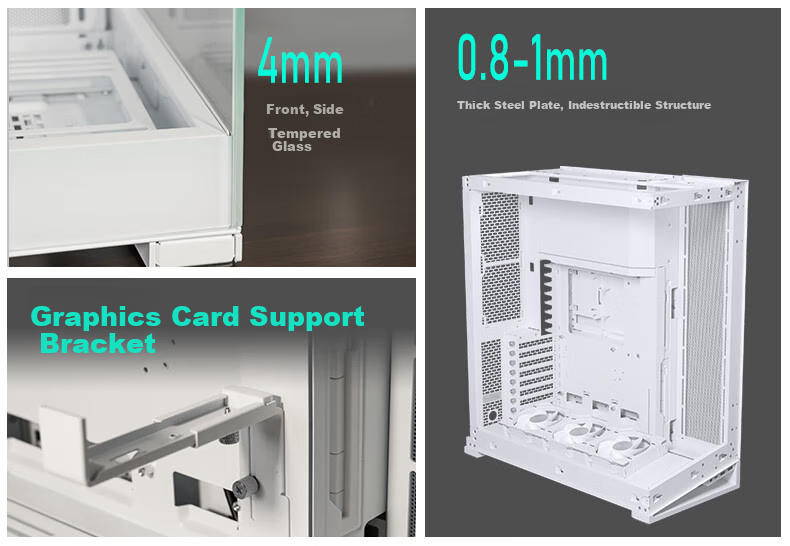 PHANTEKS NV7 White Panoramic View, Pillarless Panoramic Case (Replaceable I/O Ports, Supports 3x360 Water Cooling, ARGB Dual Long Graphics Cards, Dual Channel Light Control) 5