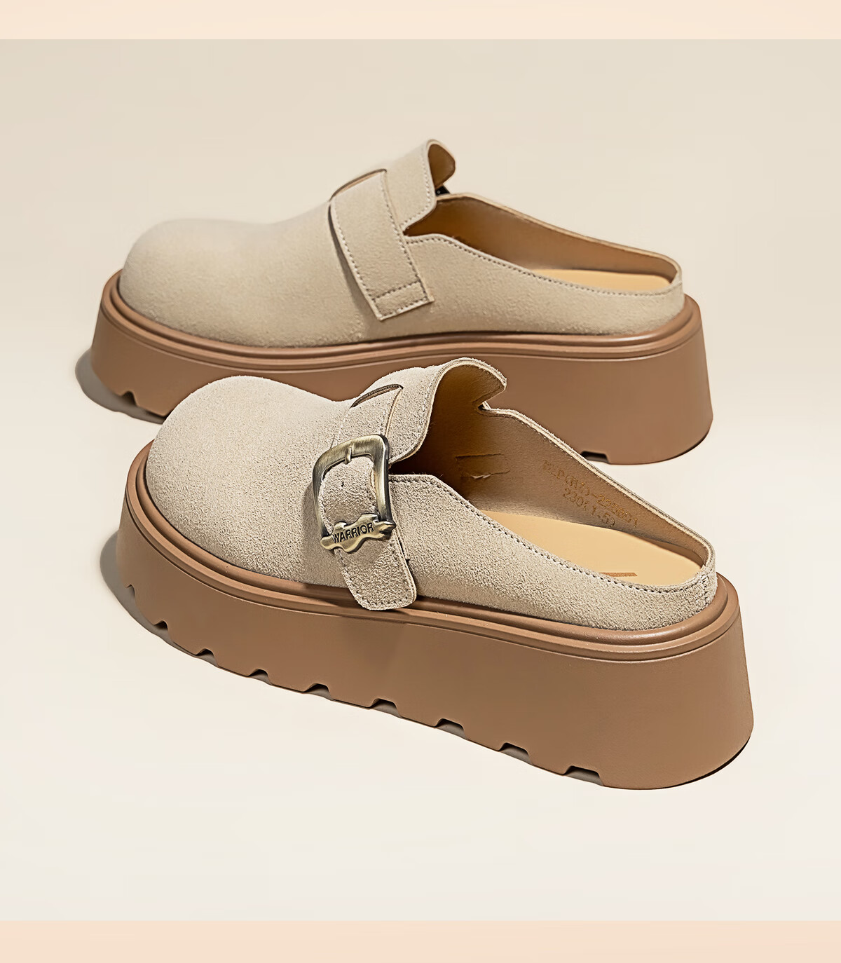 Huili Women's Shoes, Autumn And Winter Fashion Versatile Birkenstock Sandals, Thick-Soled Heightening Comfortable Non-Slip Casual Closed-Toe Slippers, Khaki, Size 38 12