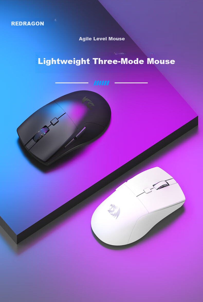 REDRAGON G69 Gaming Mouse, Comfortable for Hand, Wireless Mouse, E-Sports Mouse, Office Mouse, New Year Gift, Tri-Mode, White 1