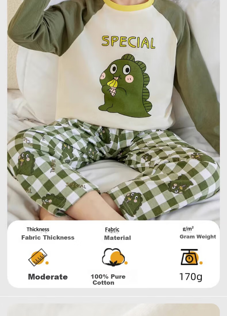 Langsha Boys' Pajamas Spring Autumn 2026 New A-Class Pure Cotton Children's Homewear Set Big Kids Autumn Tops and Bottoms 2