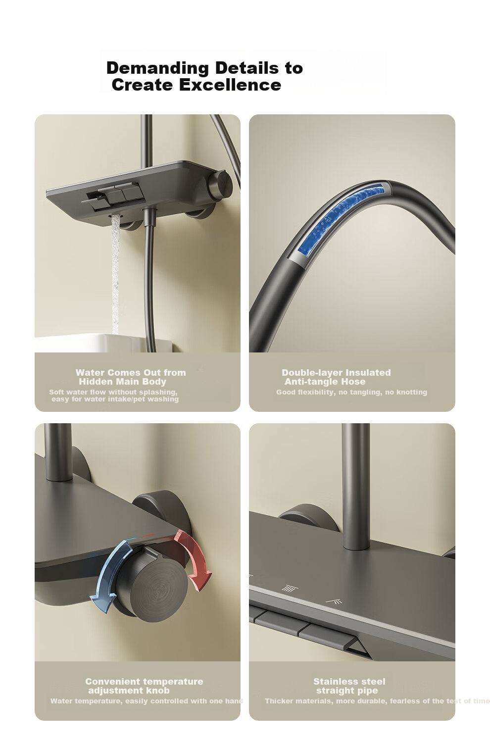 ARROW K150 Shower Head, Three-Function High-Pressure Spray, Piano Key Design, Large Screen Top Spray, AE33192MZGGW 10