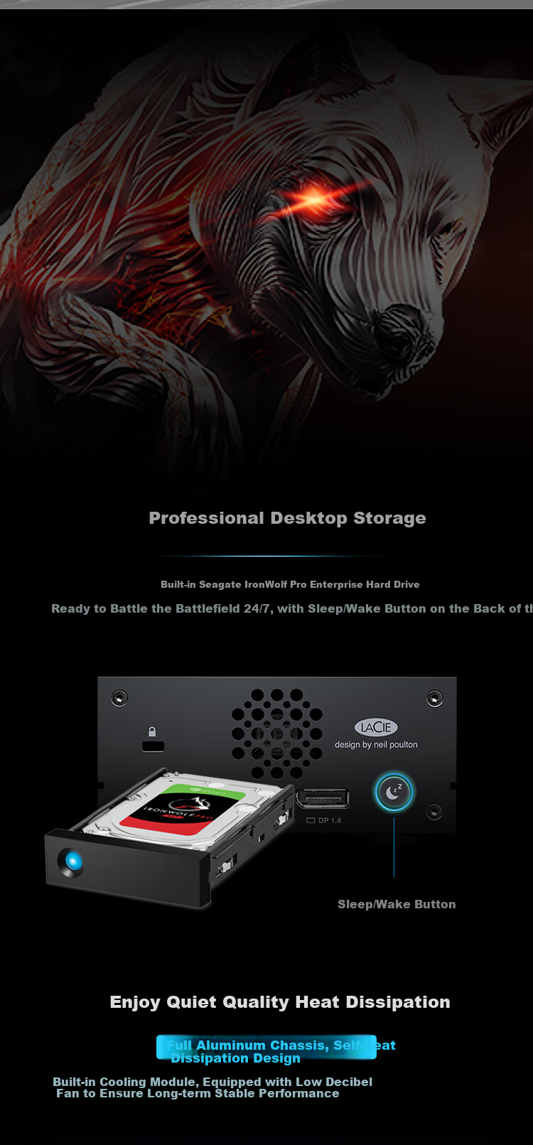 LaCie Portable Desktop Hard Drive, 10TB Enterprise-Grade Mechanical Hard Drive, Type-C/USB3.1, 1big Dock, 3.5-Inch CMR Vertical, High-Speed Professional 7