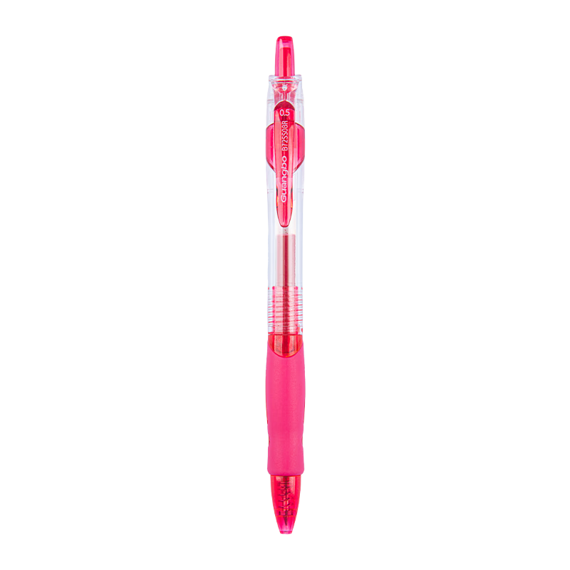 GuangBo Quick-Drying Retractable Gel Pen, 0.5mm Bullet Tip, Signature Pen for Exams And Writing, Student Office Supplies, Red, 12 Pens/Box, B72SS08R