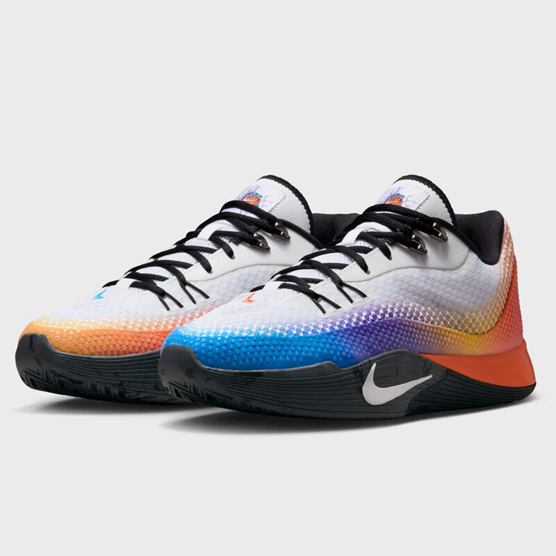 NIKE Men's Durable Basketball Shoes, S.T. FLARE Sneakers, IH7326-110, White Red Blue, Size 42.5