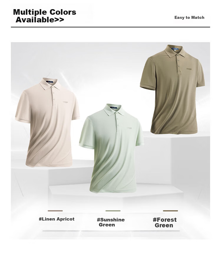 MONTAGUT Polo Shirt for Men, Summer Short-Sleeve Collared Solid Color Lightweight Cool T-Shirt, Forest Green, M/48 2