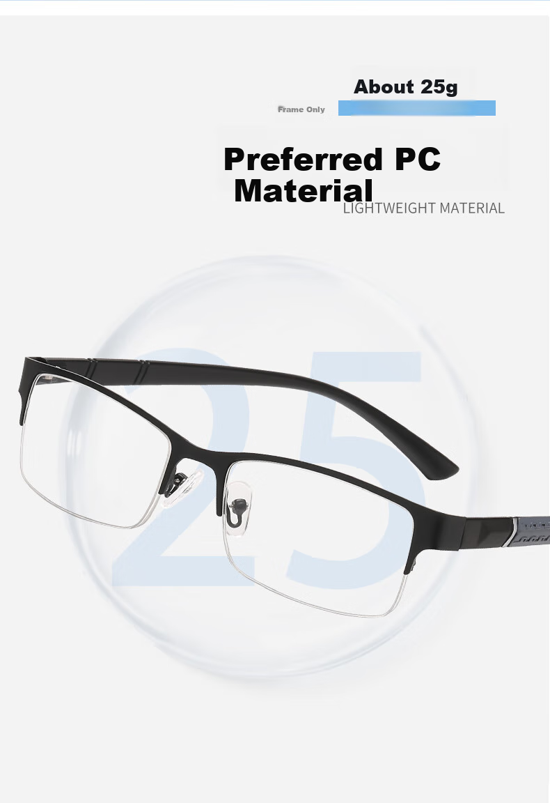 DRATRA Reading Glasses for Men, High-Definition Wear-Resistant Presbyopic Glasses for Middle-Aged And Elderly, Phone Viewing Glasses, Semi-Rimless Reading Glasses for Middle-Aged And Elderly 3