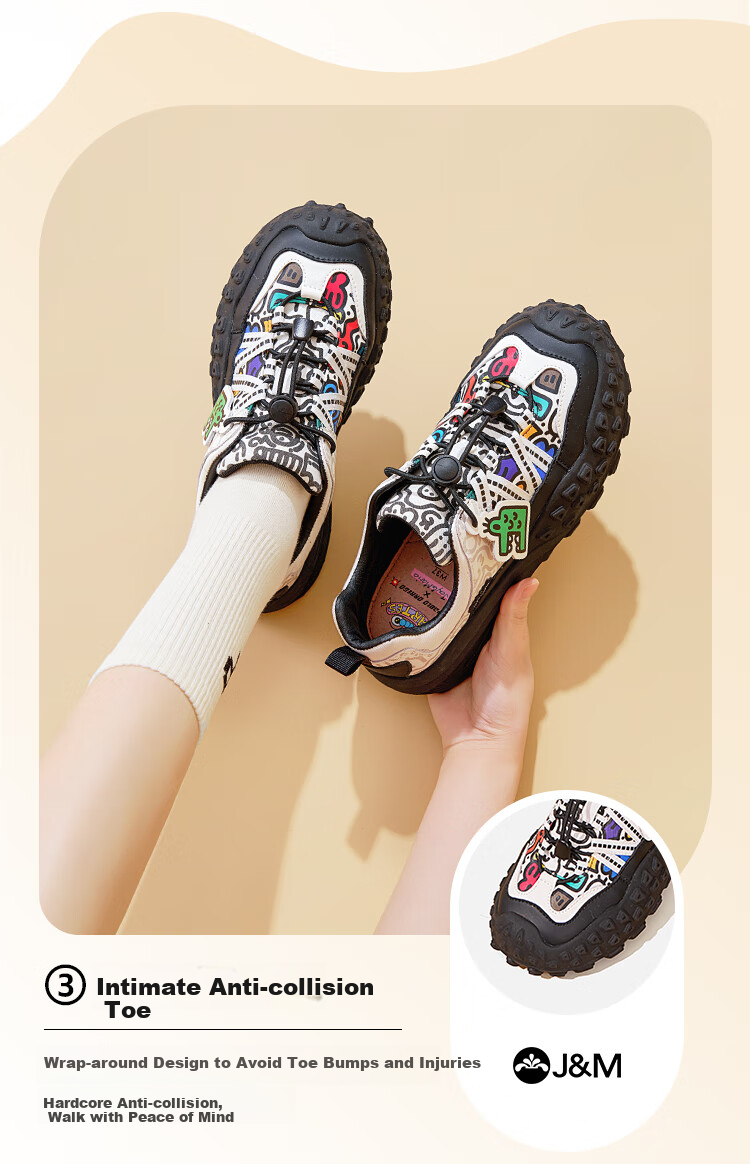 J&M Women's Sports Shoes, Spring Thick-Soled Outdoor Camping Hiking Shoes, Ugly-Cute Melting Casual Dad Shoes, White, Size 39 2