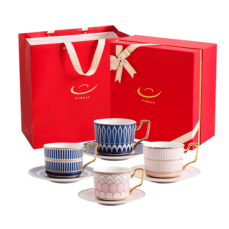Vidsel Luxury Ceramic Coffee Cup and Saucer Gift Set High-Value Gift Box Couples Gift New Wedding Birthday Housewarming