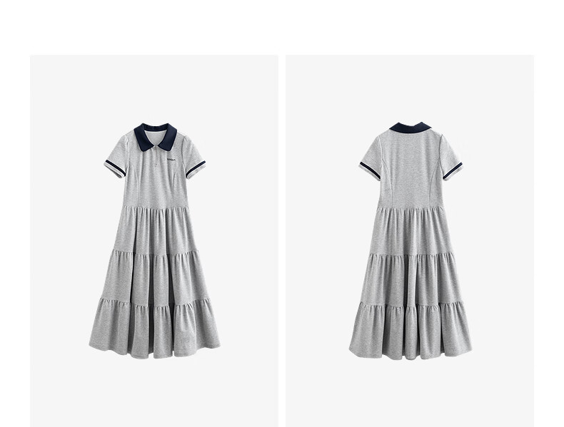 Chuyu Age-Reducing Retro 2025 Summer New Color-Block Polo Collar Dress for Women with Spliced T-Shirt Skirt, Floral Gray, S 16