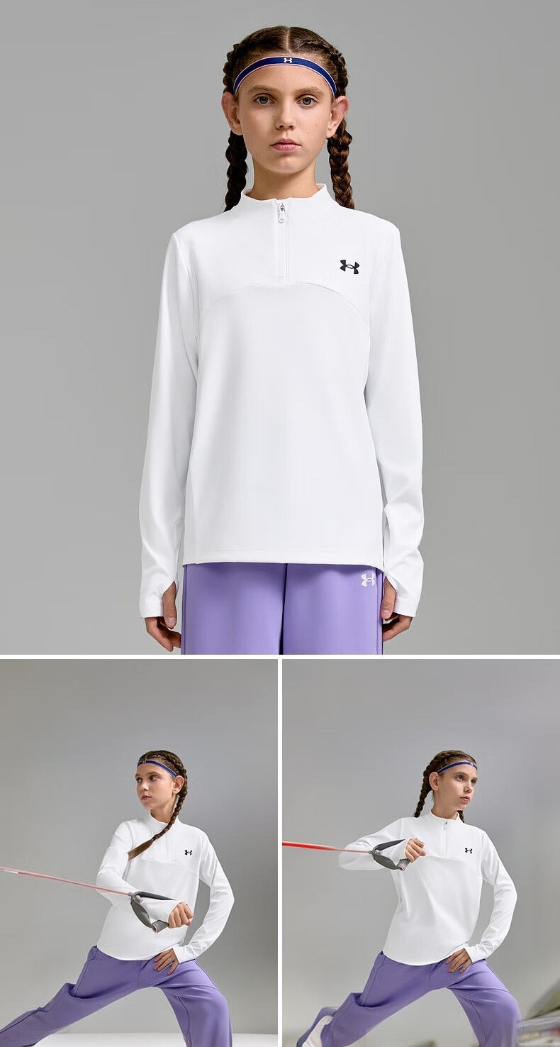 Under Armour Children's Long-Sleeve T-Shirt, Autumn And Winter Moisture-Wicking Quick-Dry Sports Casual Comfortable Athletic Training Stand-Collar Top 2