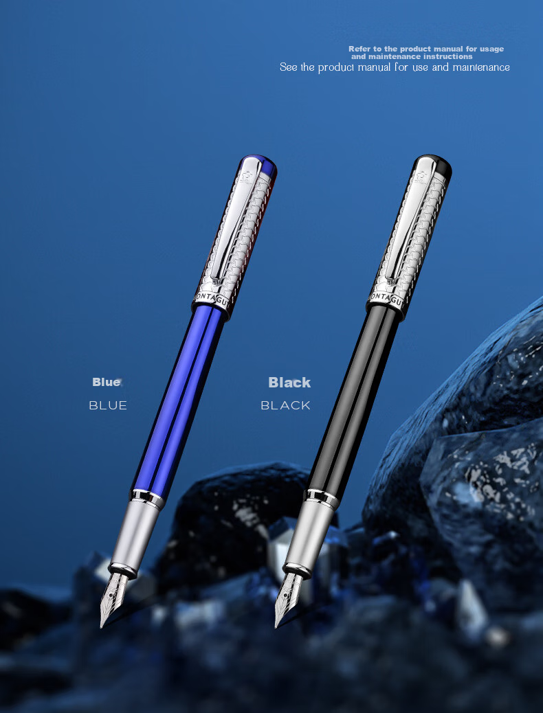MONTAGUT [Best-Selling Product] Fountain Pen for Adults, Writing Practice, High-End Business Office Holiday Gift, Pen Case Set, Royal Series Blue Liya 11
