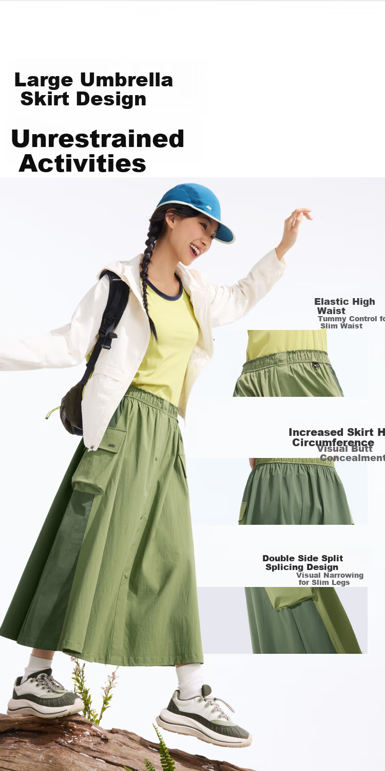 Beneunder Women's A-Line Skirt, Pleated Mid-Length Sun Protection Water-Repellent Workwear Umbrella Skirt, 2025 New Spring And Autumn Style WR237 4