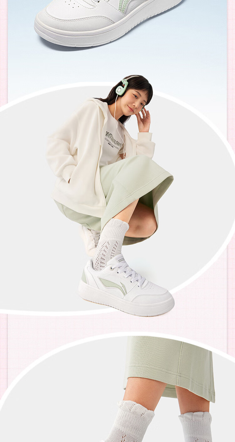 LI-NING Women's Casual Shoes Yuanbao V3 Classic Fashion Lightweight Soft Sole Skateboard Low-top Breathable Sports Shoes 9