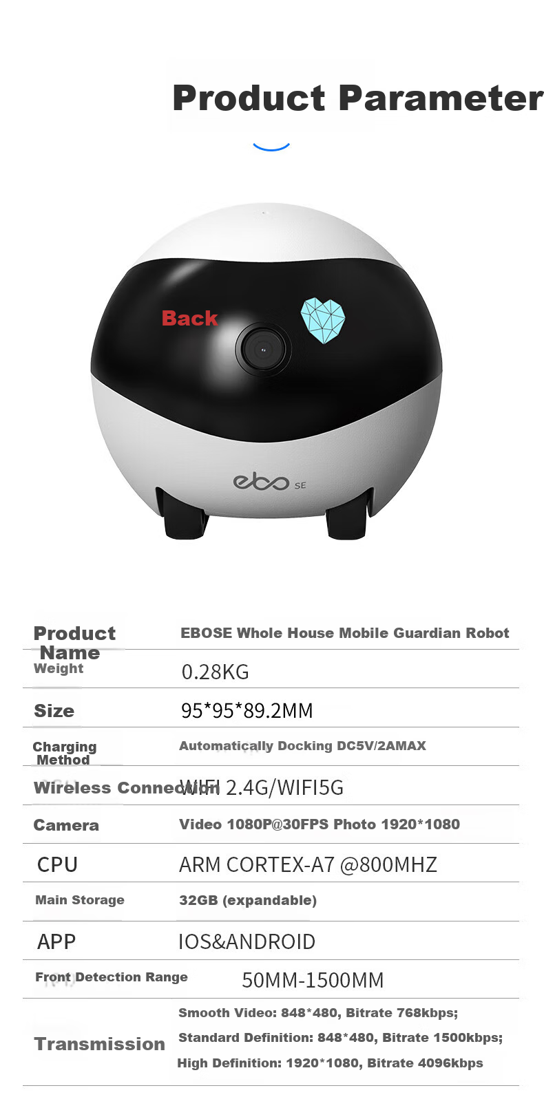 Enabot EBO SE Whole-House Mobile Surveillance Camera, EBO Intelligent Remote Elderly Child AI Companion Pet Monitoring Robot 22