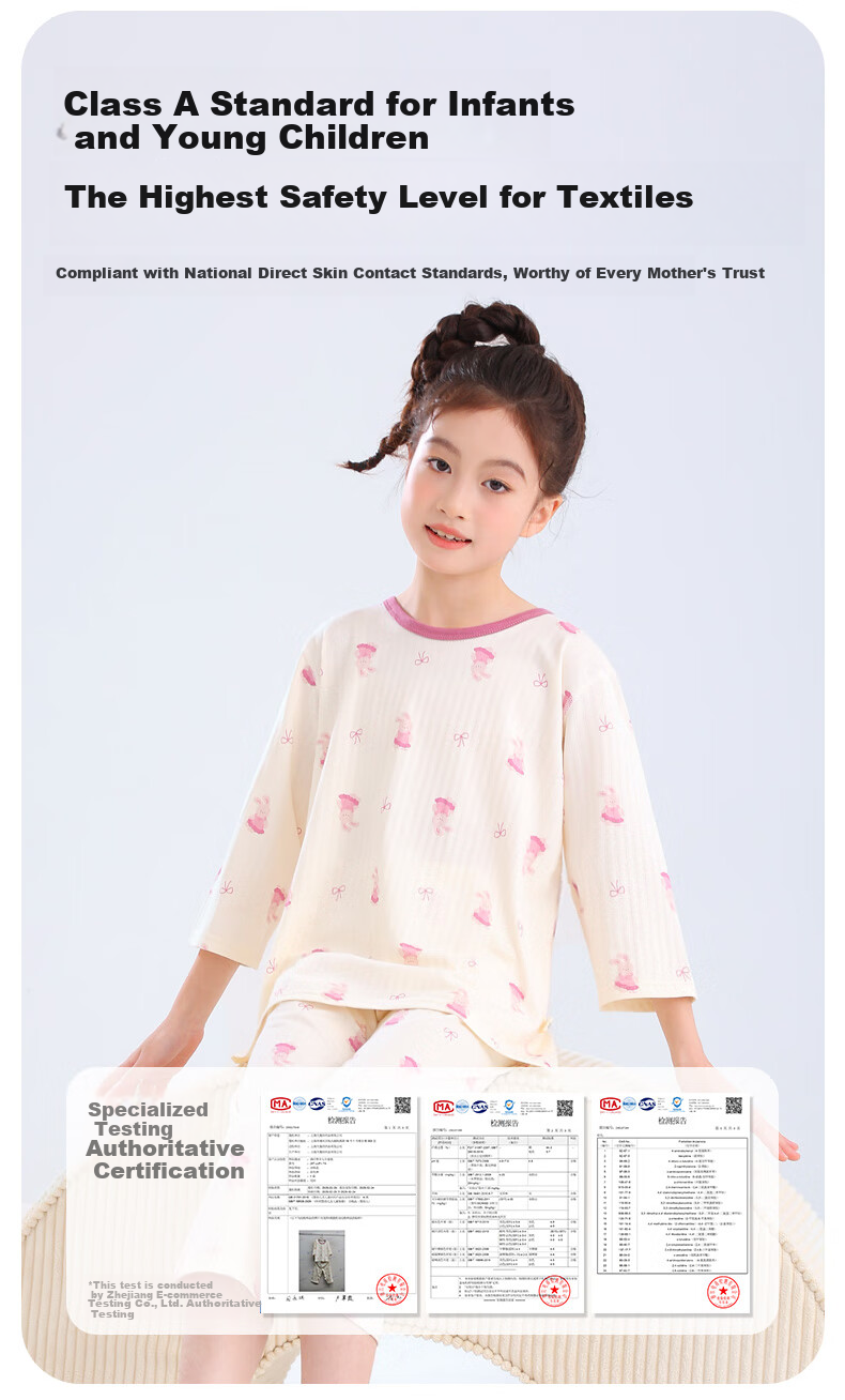 YUZHAOLIN Children's Pajamas Spring Boys And Girls Home Wear Set Cotton Student Air Conditioning Clothes Blue Dinosaur 140 3