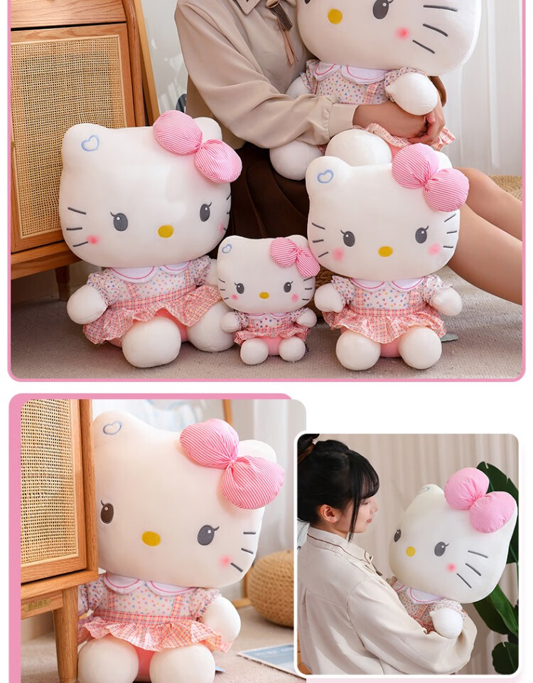 Hello Kitty Sanrio Plush Toy Doll Stuffed Animal Pillow Decoration Birthday Gift for Girls, 38cm Kawaii Cat Figurine 10