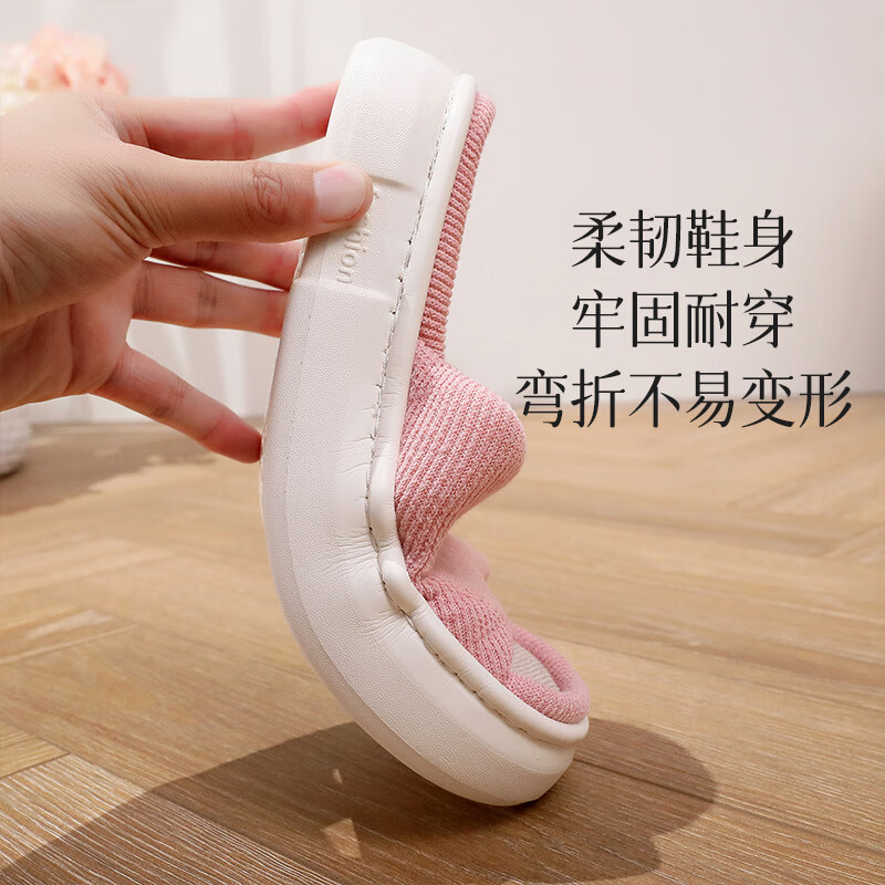 XGGC Linen Slippers for Men Summer Non-Slip Anti-Sweat Indoor Home Quiet All-Season Cotton Linen Slippers for Women Pink Size 40-41