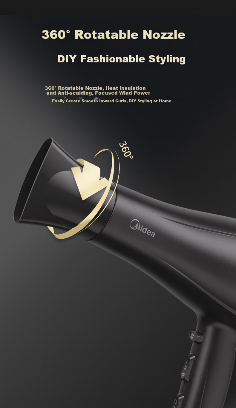Midea Professional Salon Hair Dryer, High-Power Quick-Drying Hair-Friendly Electric Blower, Constant Temperature Hair Protection Home Hair Dryer FJ108 2300W Hair Salon Styling Special Large Airflow 8