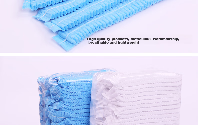 Aidier Disposable Non-Woven Hat Covers, Kitchen Strip Dust-Proof Caps, Blue Double-Strap, 100 Pieces, CW129078 10