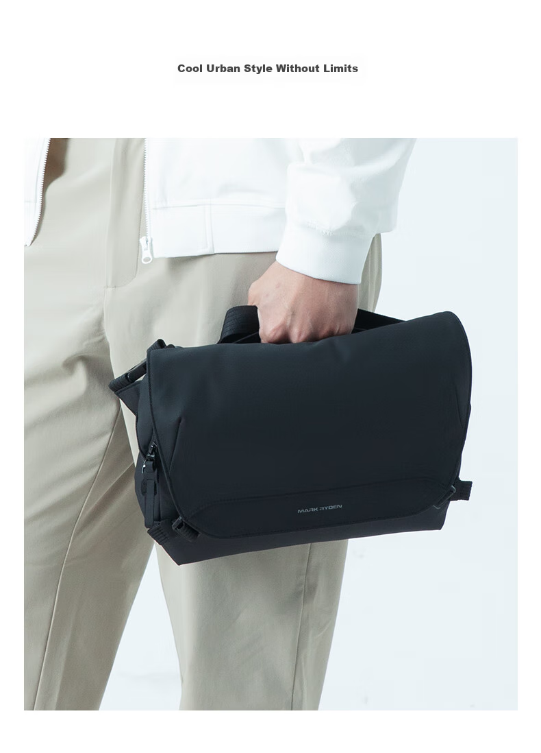 MARK RYDEN Crossbody Bag for Men, Large Capacity Portable Commuter Shoulder Bag, Casual Lightweight Messenger Bag for Outings, Elegant Black 9