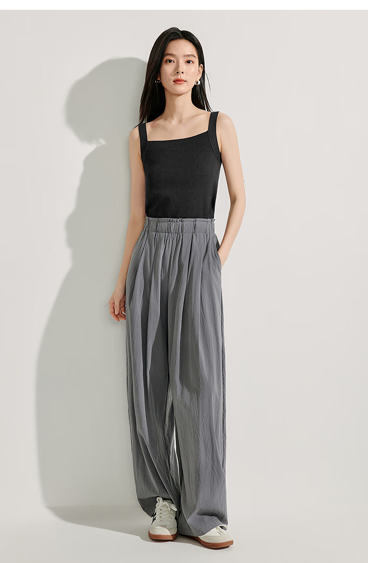 INMAN Striped Square Neck Knitted Camisole, 2026 Summer Women's New Short Fitted Top, Black, Size L 22