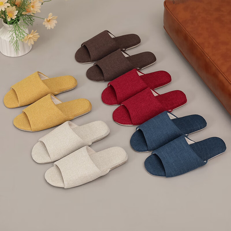 Guoluofi Japanese Style Slippers Spring Autumn Silent Non-Slip Indoor Breathable Four Seasons Slippers Beige Size 38-39
