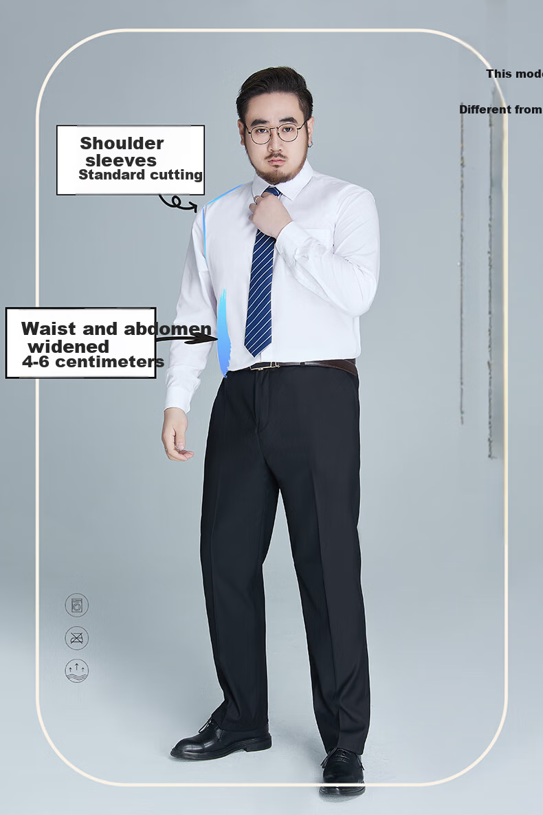 Ayoupang Large Size Long-Sleeve Shirt for Men, Business Solid Color Formal Wear Professional Dress Shirt Plus Size Commuter Workwear, White, 5XL 2