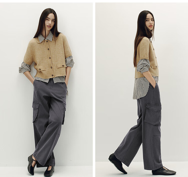 Semir [Mall Matching Style] X Marcus Collaboration Wide-Leg Pants for Women, Autumn Cargo Pants 101525127004 5