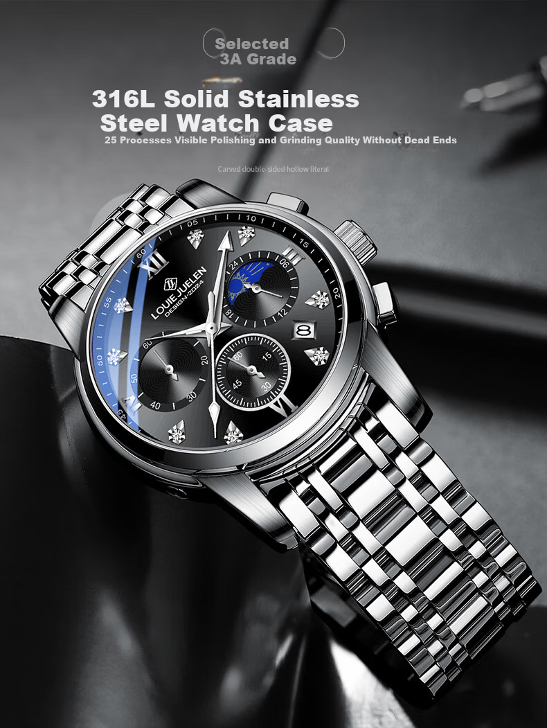 LOUIE JUELEN Swiss Genuine Men's Watch, Fully Automatic Business Student Mechanical Quartz Watch, High-End Gift for Boyfriend 4