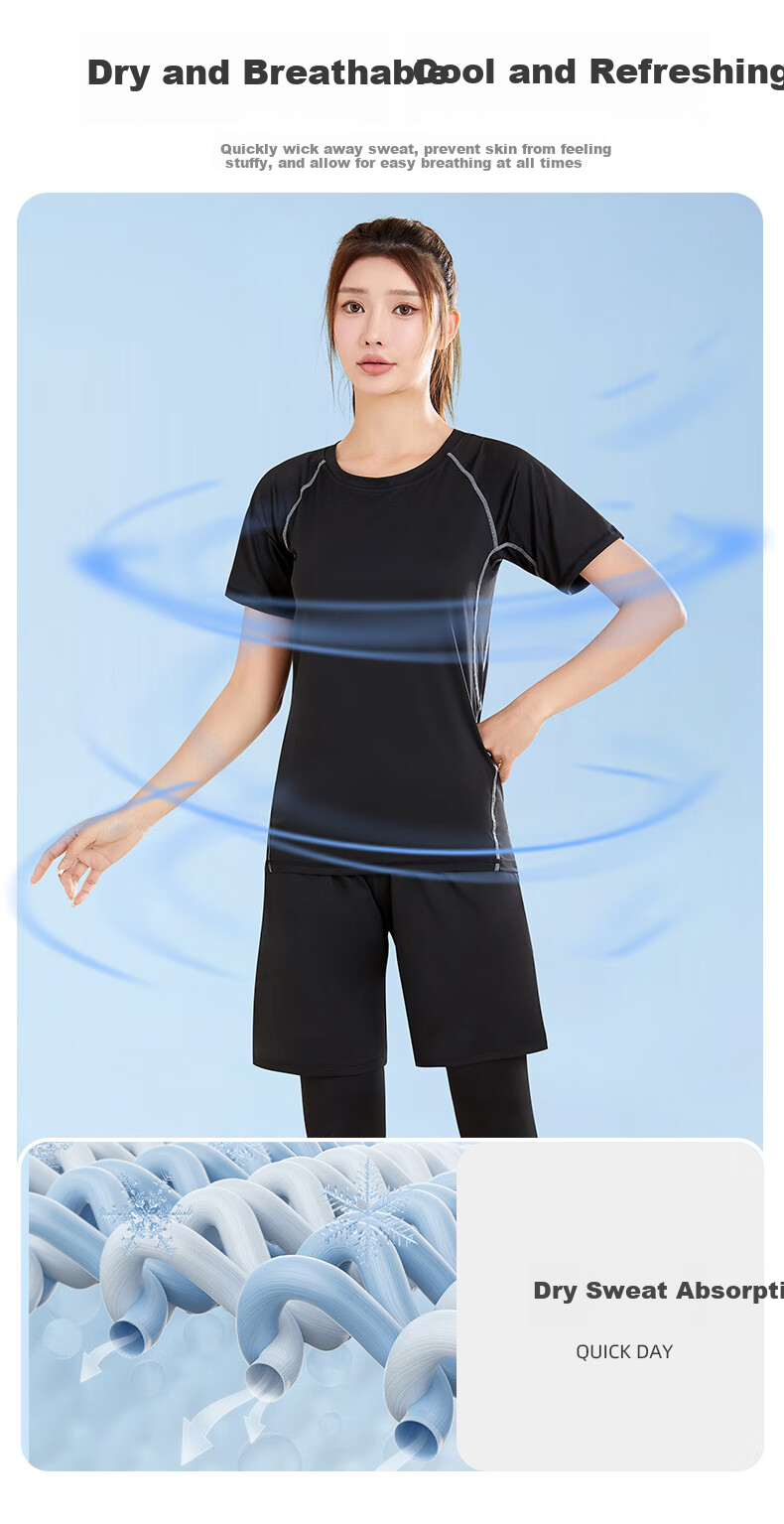 Fandimu Sports Set for Women, Running Outfit, Yoga Track And Field Fitness Wear, Breathable High-Elasticity Basketball Badminton Training Clothes 7