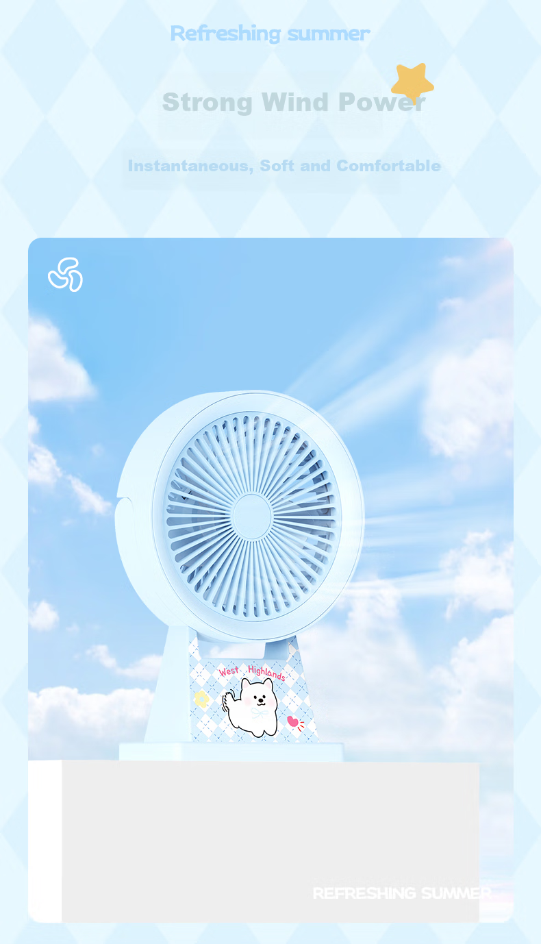 Ouliwen Mini Fan for Desk And Bed, USB Rechargeable, Low Noise, Three Speeds, Portable, Powerful Airflow, for Office And Dormitory Use, Green Color 4