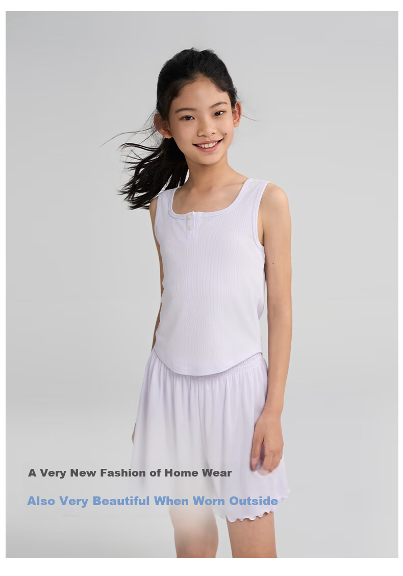 Aimer Kids Girls' Cotton Modal-Blend Sleeveless Tank Top Vest, Class A, Summer Loungewear Vest, Size 160 2