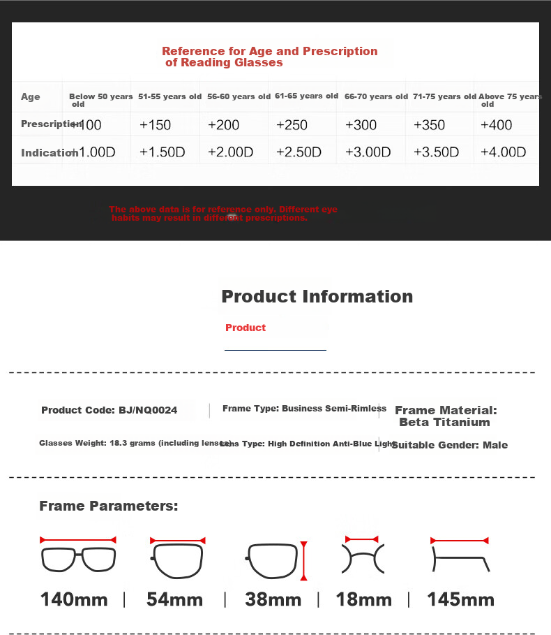 BUZZ Reading Glasses for Men, High Definition Anti-Blue Light Ultra-Light Titanium Reading Glasses, Business Presbyopic Glasses NQ0024 Bright Gold Frame 100 Degrees 10
