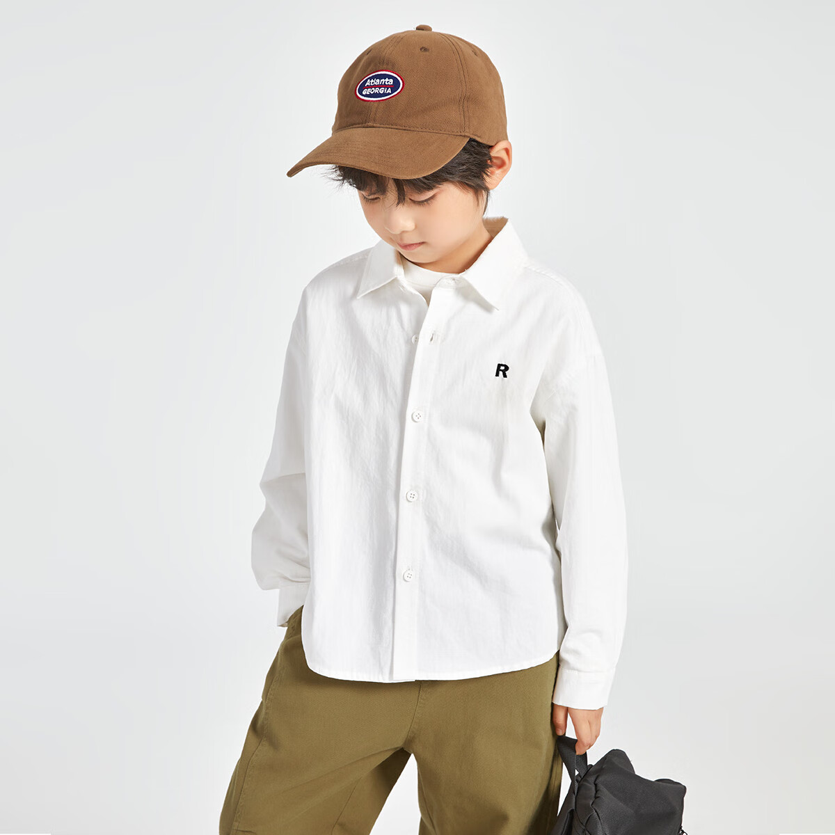 Duoduojia Boys' Shirt, Spring And Autumn 2026 Style, Versatile Casual Children's Breathable Long-Sleeve Shirt, Simple Korean-Style Blouse for Older Kids