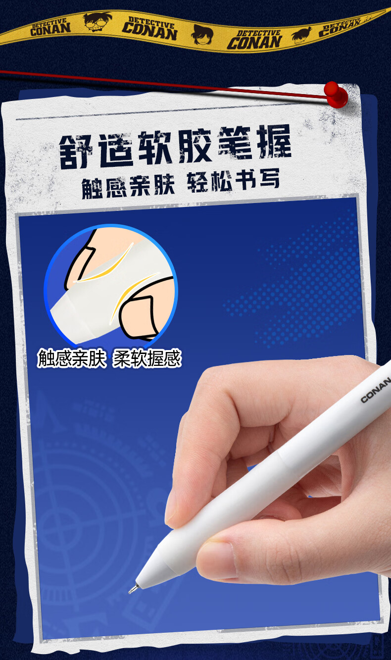 AIHAO Detective Conan Collaboration 0.5mm Erasable Pen for Back to School, Primary Student Erasable Writing and Practice Pen, ST Tip Black Ink, Conan Design, Pack of 3 DGP276 1