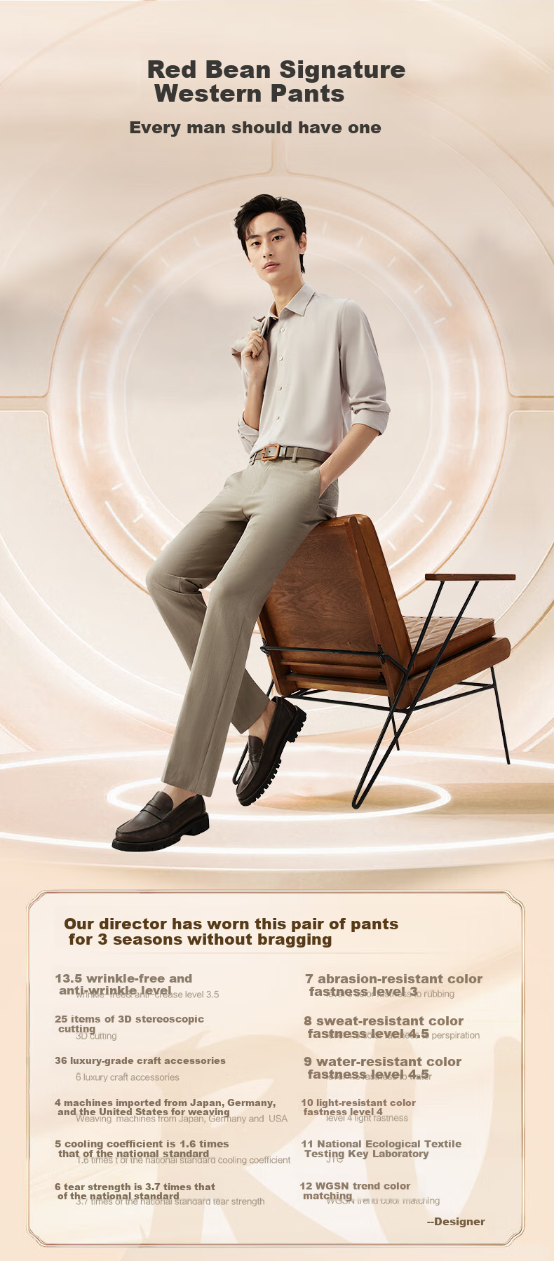 Hodo Men's Dress Pants, Level 3.5, Wrinkle-Free, Machine Washable, Brand-Name, Pleated, Stretchy Dress Pants 2