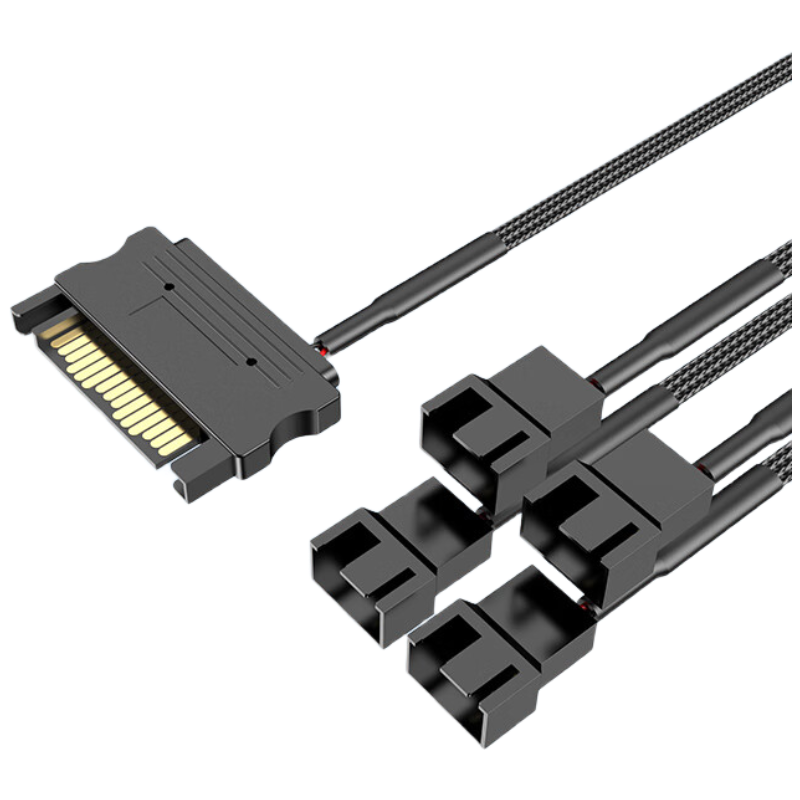 JEYI SATA 15Pin to Case Fan Converter, 4Pin 4-Port