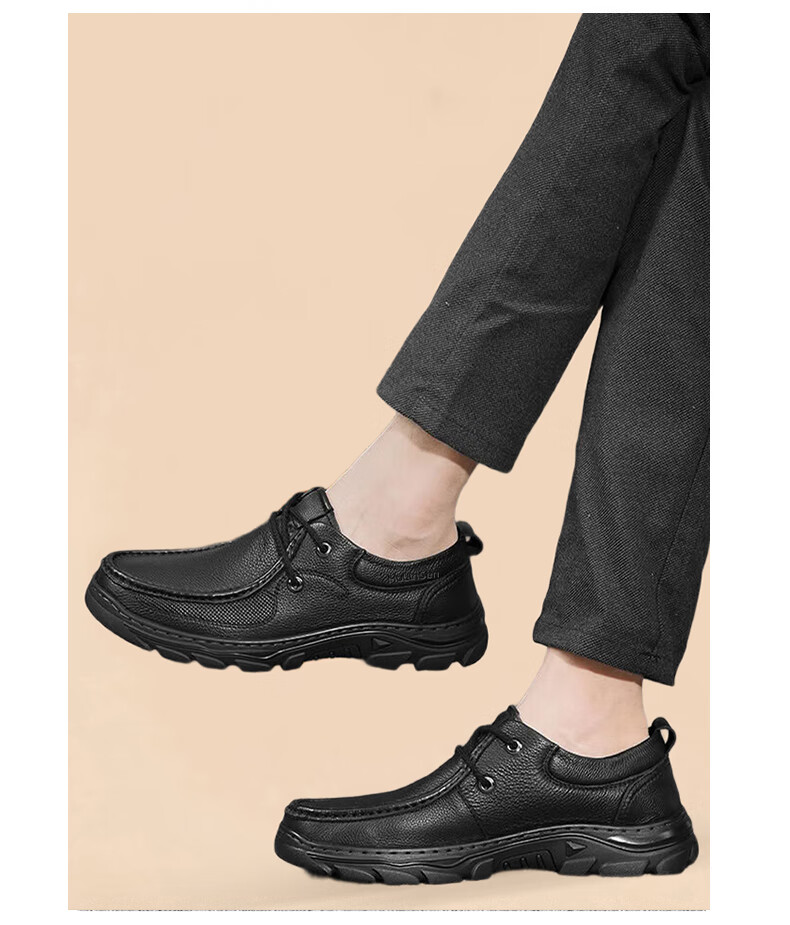MULINSEN Men's Outdoor Casual Shoes, Lace-Up Middle-Aged And Elderly Dad Shoes, Business Casual Leather Shoes 19216 2