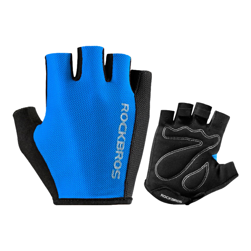 ROCKBROS Cycling Gloves Half Finger Gloves for Men And Women, Non-Slip Breathable Mountain Bike Riding Equipment Bicycle Gloves Blue XL