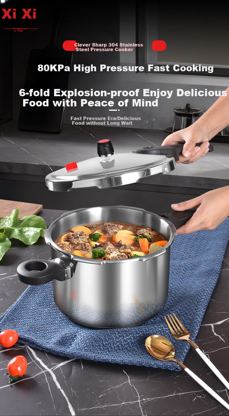 Shuangxi Stainless Steel Pressure Cooker, Compatible with Gas And Induction Stoves, Explosion-Proof, for Home Use, Jiaorui Model, 20cm/4L Capacity 1