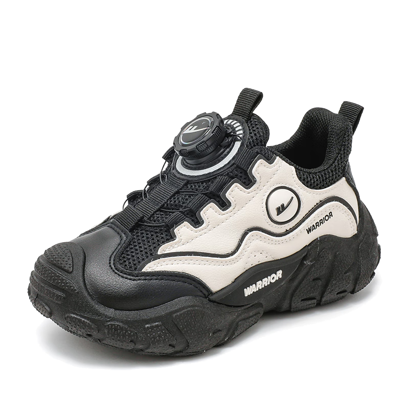 Warrior Boys Casual Sports Shoes Spring and Autumn Mesh Breathable Running Shoes WZ-1557 Beige/Black Size 38