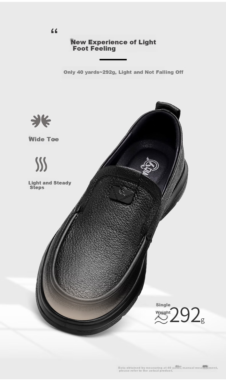 Qiangren Business Commute Leather Shoes for Men, Soft Upper And Sole, Slip-On Casual Shoes, Men's Footwear JDA351340 Black Size 44 6