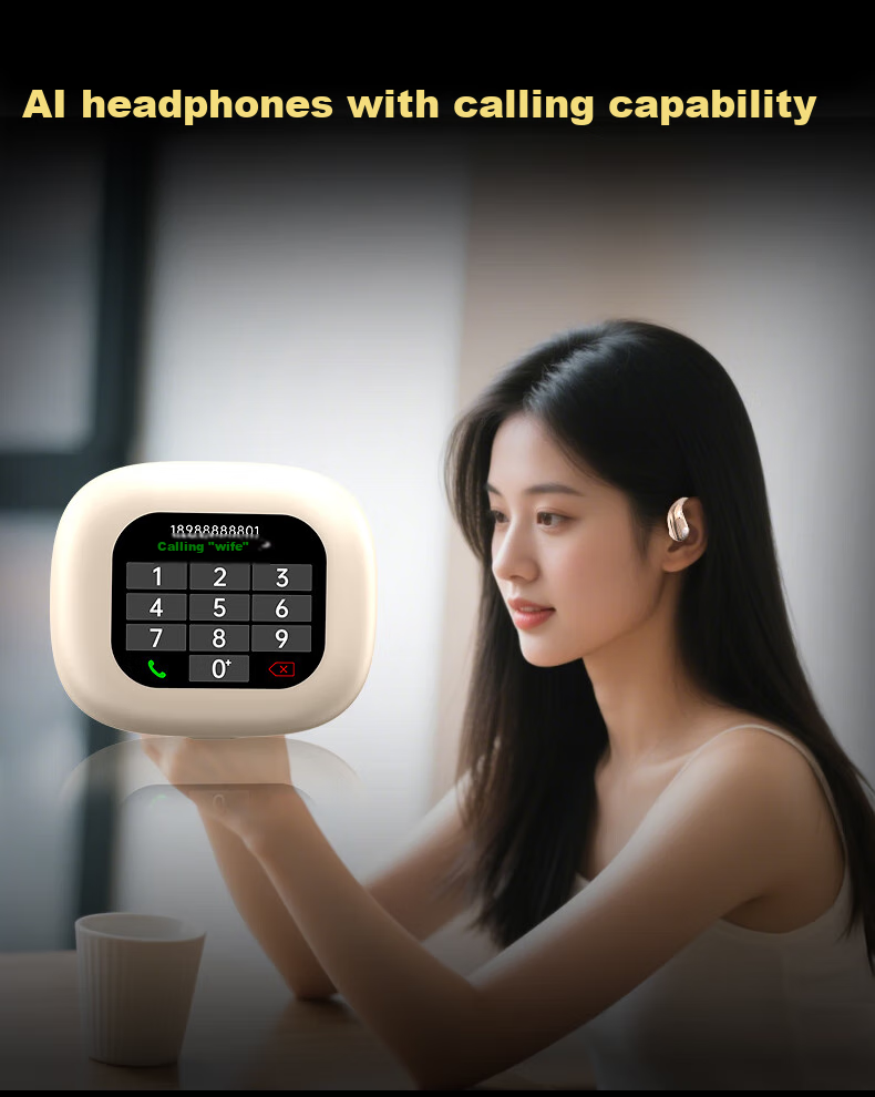 D.ROB D.ROBAI Conference Headphones, Bone Conduction Concept, Over-Ear Wireless Bluetooth Earphones, Noise Reduction, Real-Time Recording, Simultaneous Interpretation, Compatible with Huawei, Apple, Huawei Xiaomi K69, Beige Color 10