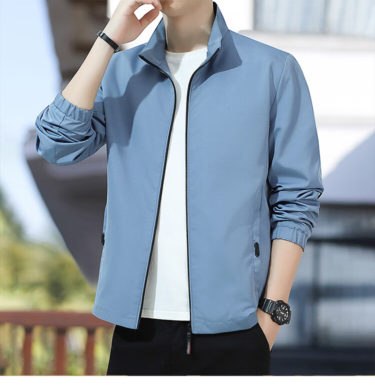 RED DRAGONFLY Men's Jacket Trendy Autumn Winter Business Executive Commuter Stand Collar Loose Casual Windproof Coat Gray 2XL 7