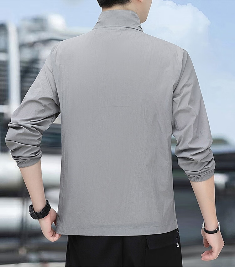JEEP SPIRIT Men's Summer Sunscreen Ice Silk Jacket UV Protection Breathable High-End Lightweight Quick-Dry Coat 3